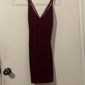 Red velvet bodycon dress